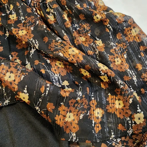 Taylor Black and Brown Floral Midi Dress, NWT, Size 2 - Picture 9 of 9